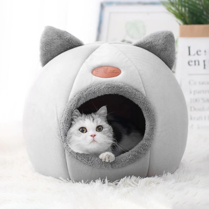 Cozy Pet Cave Bed - Covered Resting Spot for Cats and Small Dogs