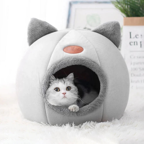 Covered Pet Cave Bed - Enclosed Resting Spot for Cats and Small Dogs