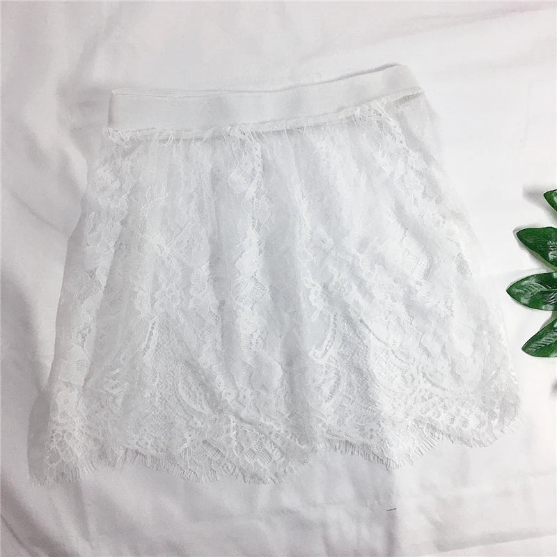 Women's Lace Mesh Skirt Extender - Sheer Mini Underskirt