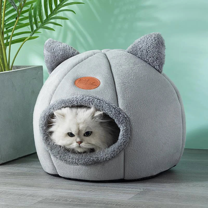 Cozy Pet Cave Bed - Covered Resting Spot for Cats and Small Dogs