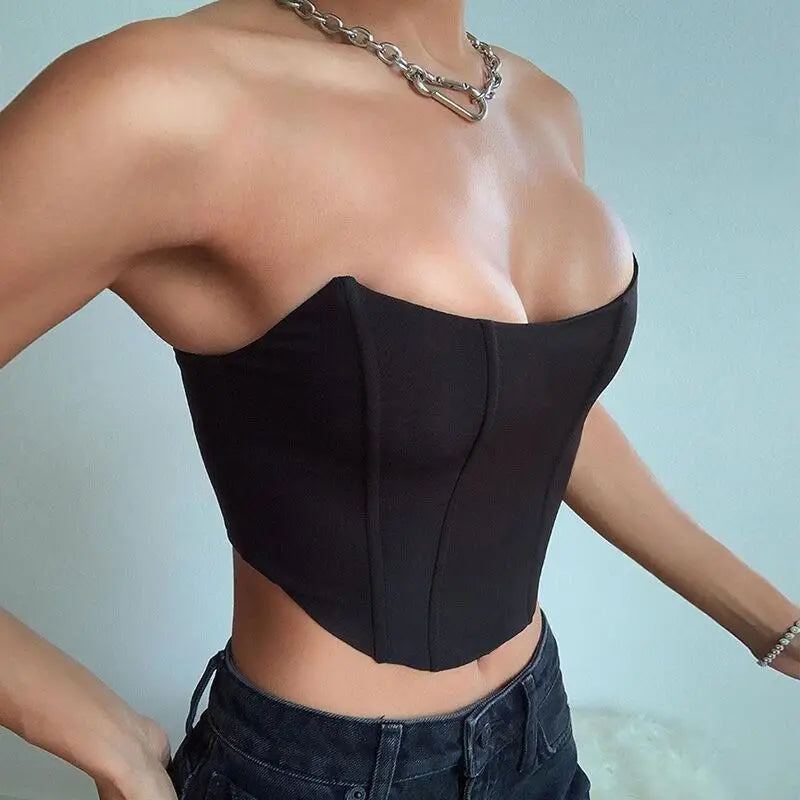 Women's Corset Crop Top - Sleeveless Backless Bustier