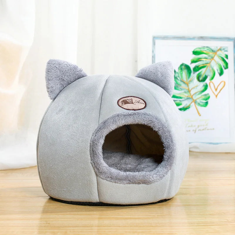 Cozy Pet Cave Bed - Covered Resting Spot for Cats and Small Dogs