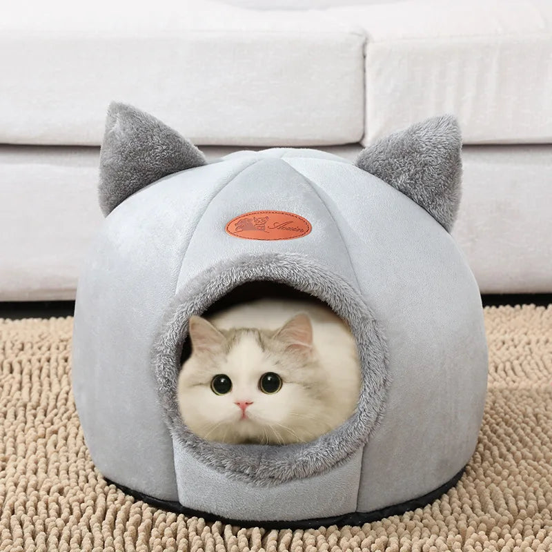 Cozy Pet Cave Bed - Covered Resting Spot for Cats and Small Dogs