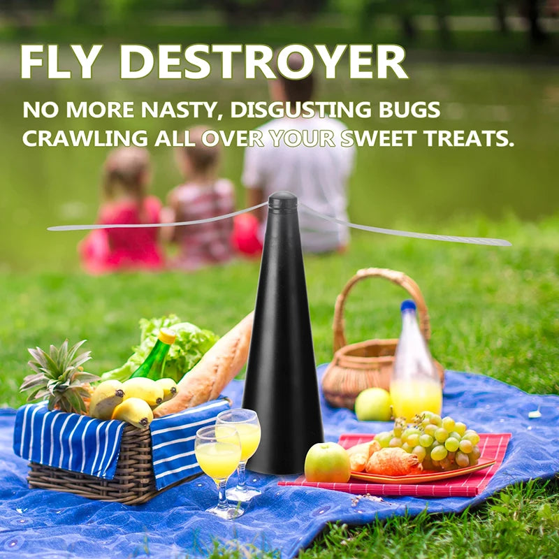 Holographic Tabletop Fly Repellent Fan - Cordless Outdoor Food Protector
