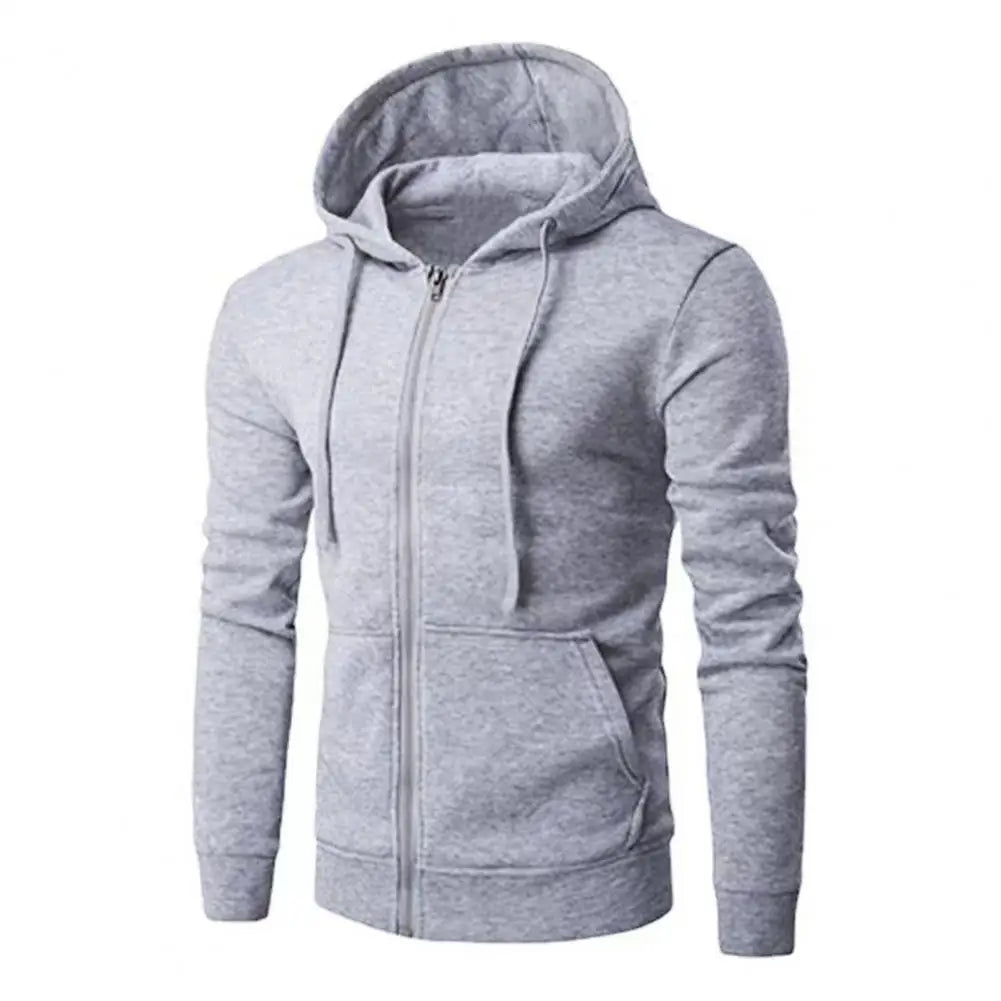 Men's Zip Hoodie - Slim Fit Casual Sweatshirt Jacket - Gray