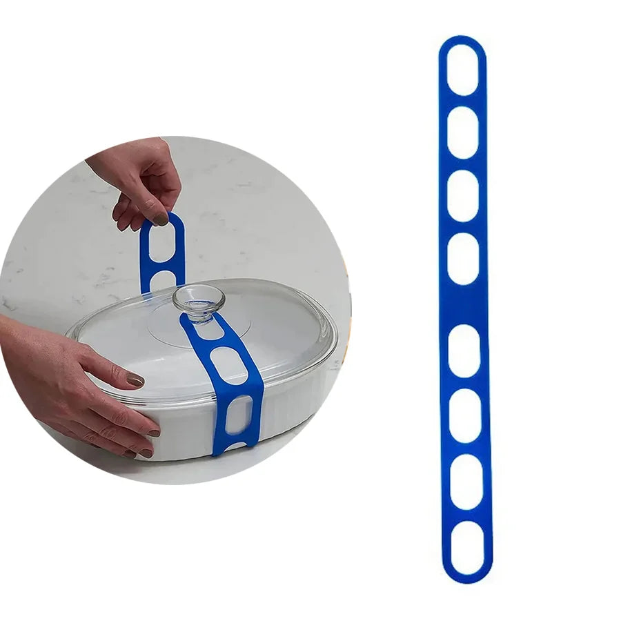 Silicone Lid Strap - 54 cm Band for Pots and Lunch Boxes - Blue