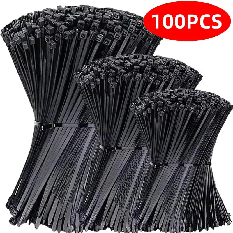 Nylon Cable Ties - 100-Piece Self-Locking Wire Straps