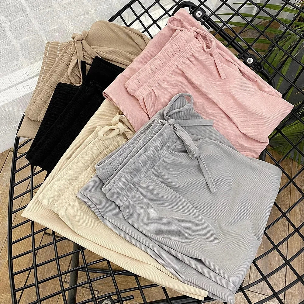 Women's Wide-Leg Summer Pants - Elastic Waist Loose Trousers