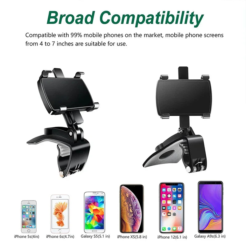 Dashboard Clip Car Phone Holder – Secure Grip Phone Stand for Cars