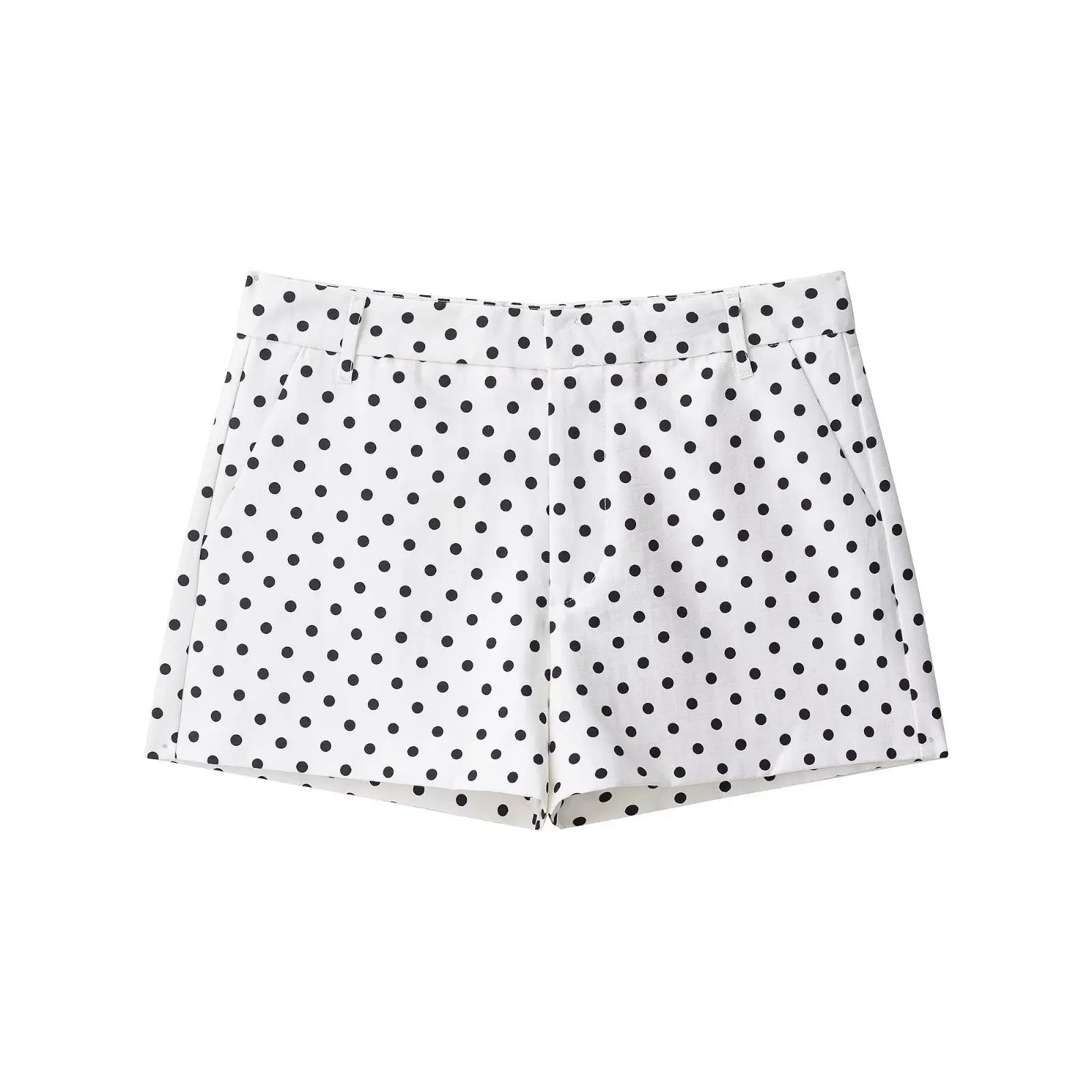 Women's Polka Dot Zip Jacket - Drawstring Casual Outerwear - Shorts