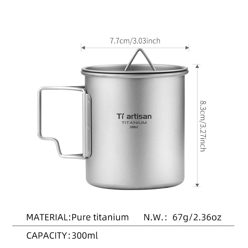 Titanium Camping Cup - Folding Handle Outdoor Drink Mug