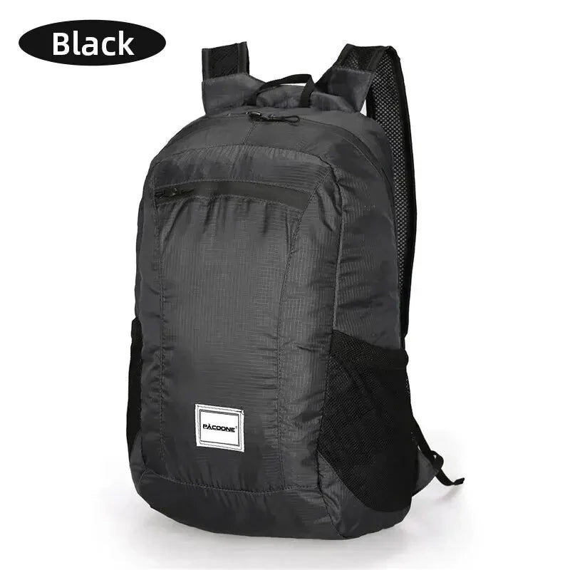 20 L Hiking Backpack - Foldable Travel Pack for Day Trips - Black