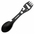 Camping Spork Tool - Fork Spoon with Opener for Outdoor Meals - Black