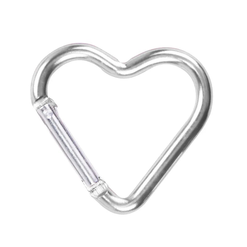 Heart-Shaped Carabiner Clip - Keychain Hook for Bags - Silver