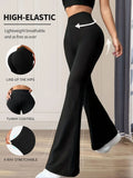 Women's Flared Pants - High Waist Slim Black Leggings