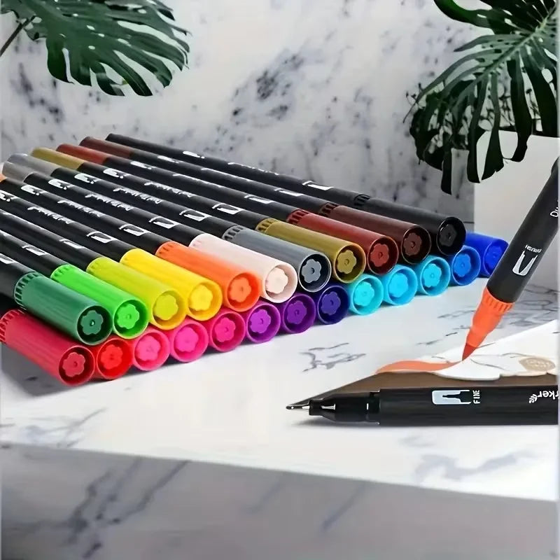Double-Ended Watercolor Markers - 24-Color Art Set