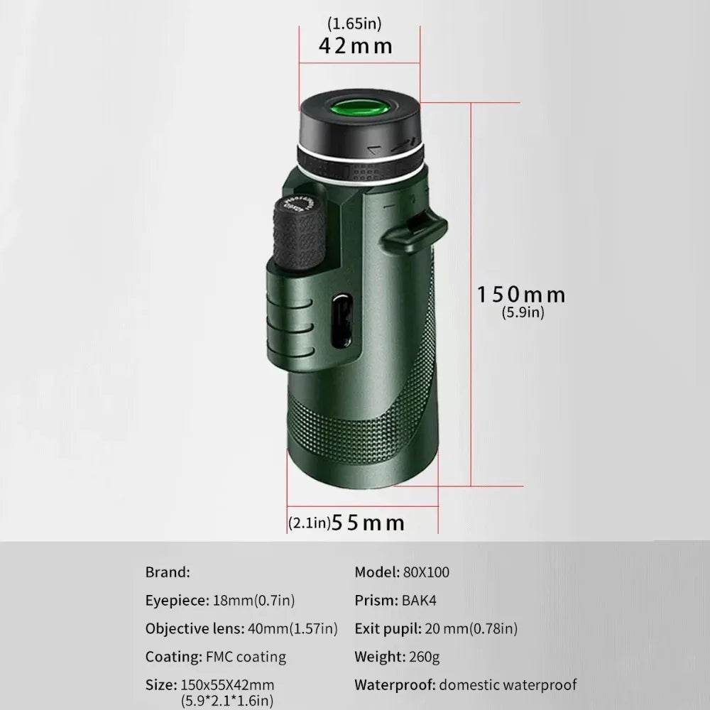 Monocular Telescope - Compact 10x Scope for Outdoor Viewing