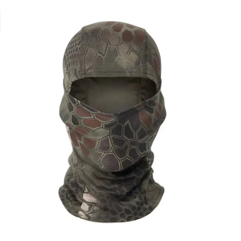 Printed Outdoor Balaclava - Lightweight Face Cover Scarf - Python Green