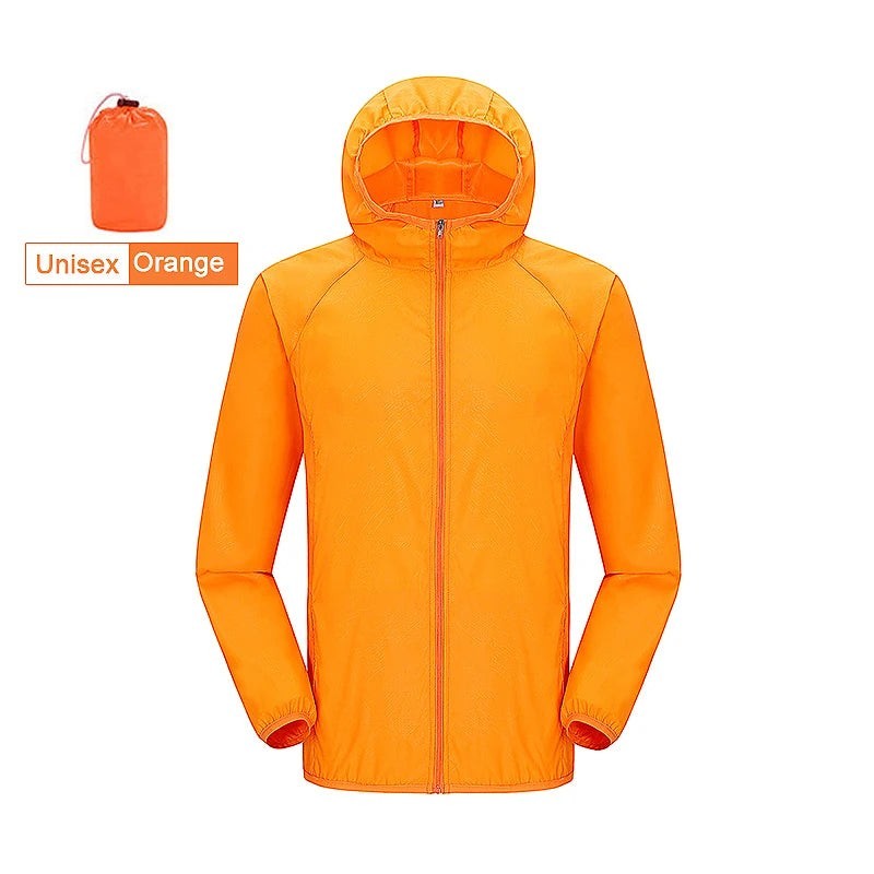Unisex Hiking Jacket - Lightweight Outdoor Windbreaker Shell - Unisex Orange