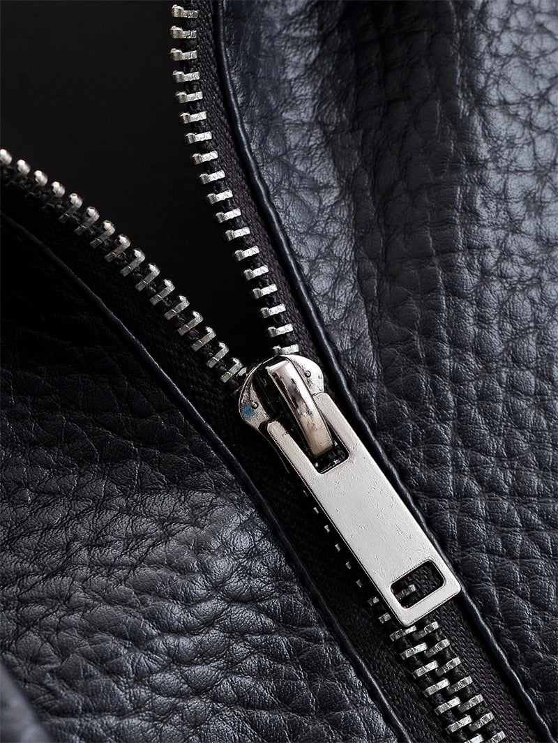Women's Faux Leather Jacket - Zipper Front Fall Outerwear