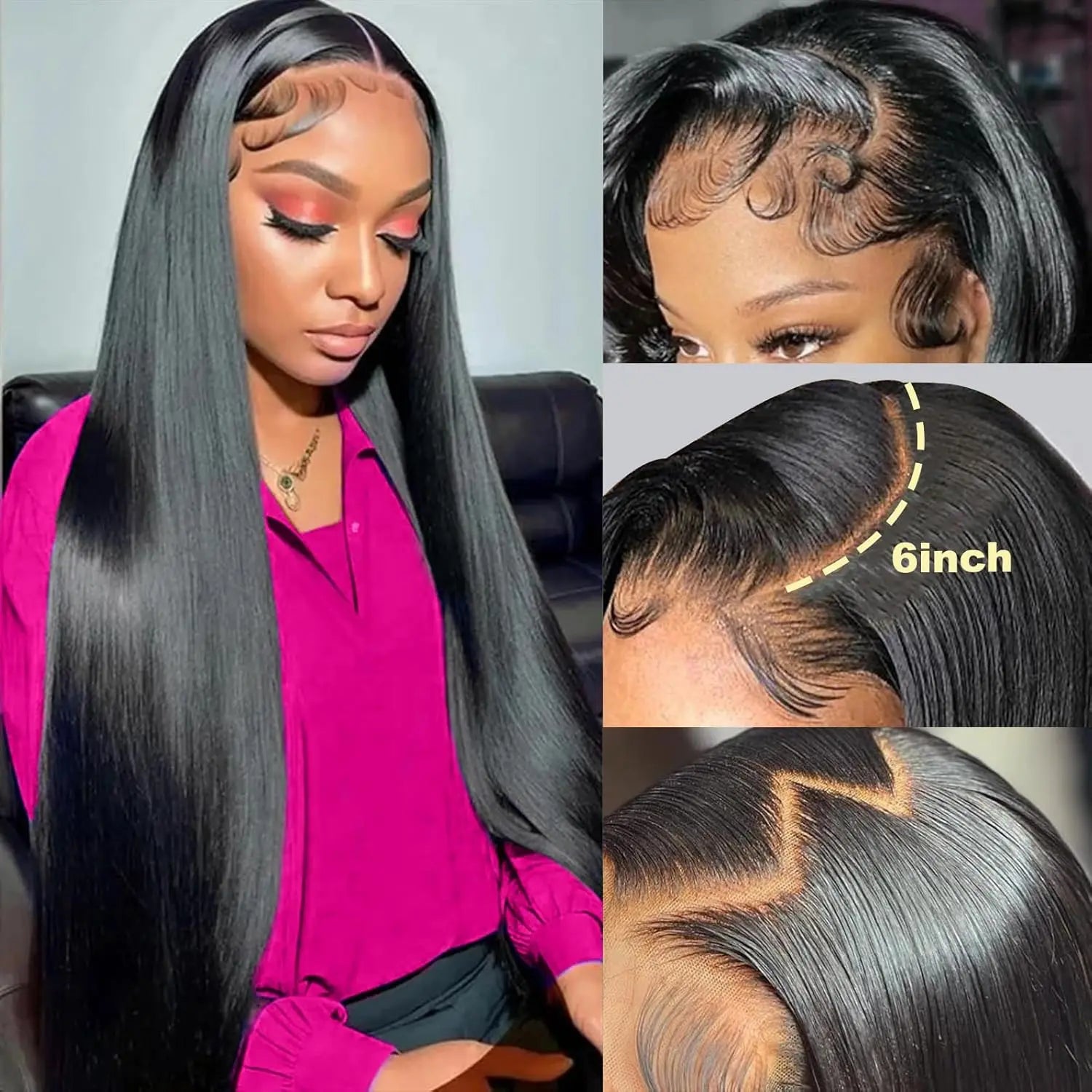 Straight Lace Front Wig - Human Hair Natural Color Wig