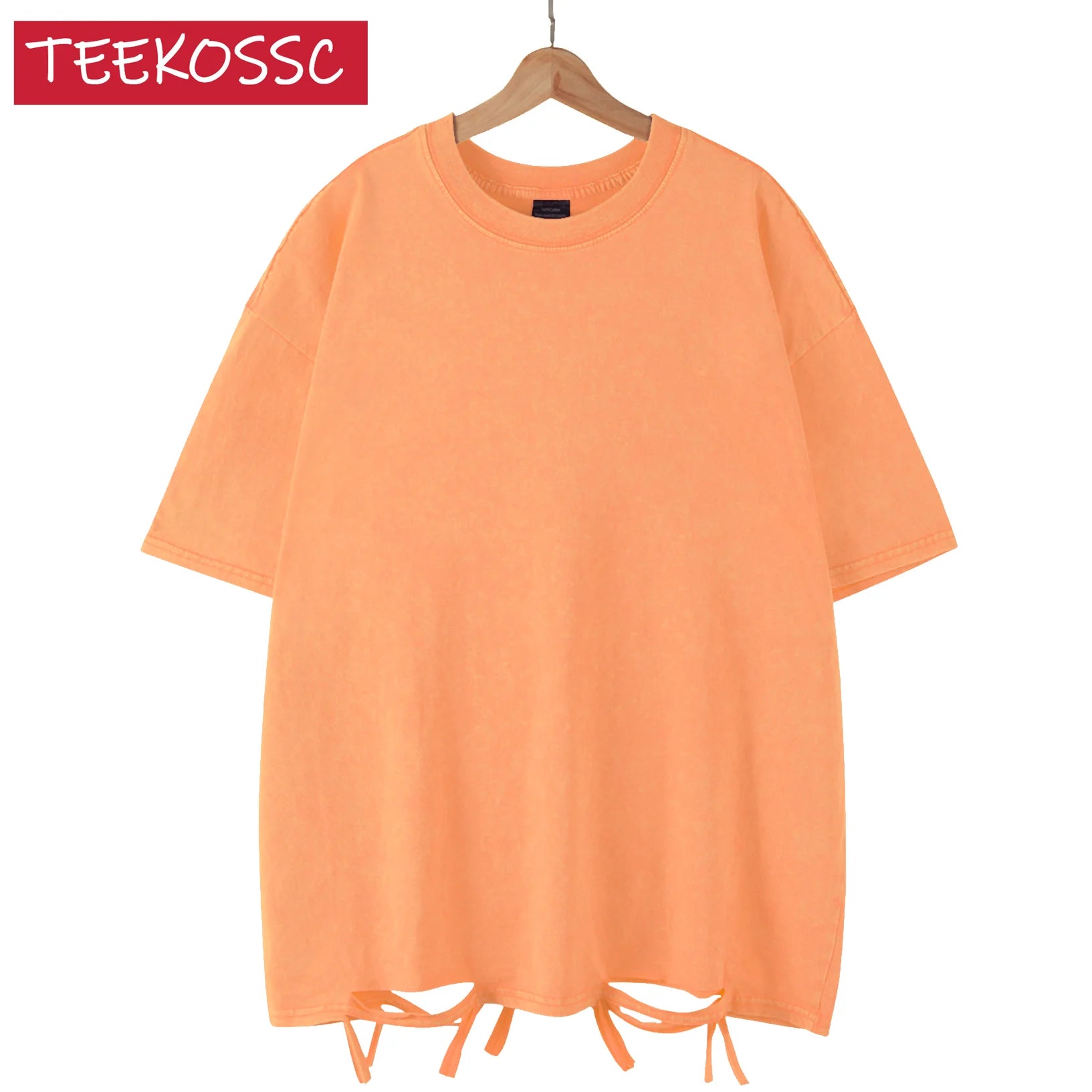 Oversized Cotton T-Shirt - Heavyweight Short Sleeve Tee - Orange