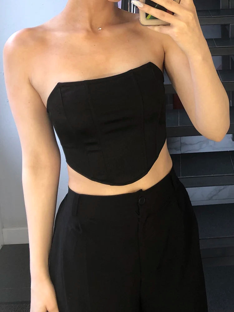 Women's Corset Crop Top - Sleeveless Backless Bustier