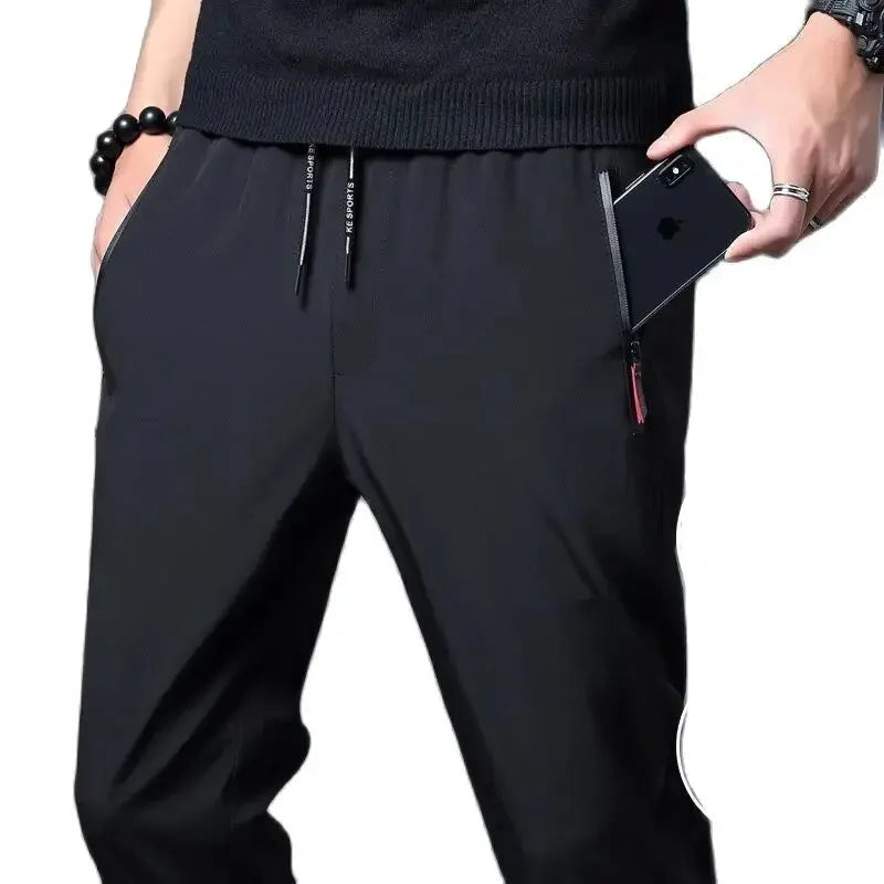 Men's Straight Casual Pants - Elastic Waist Everyday Trousers