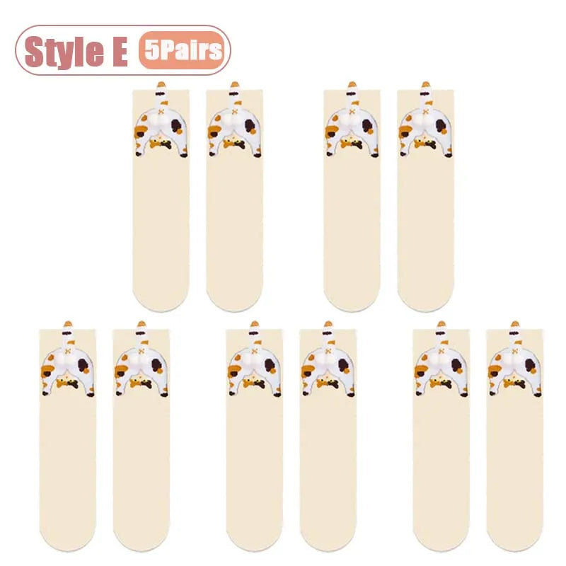 Cartoon Cat Mid-Calf Socks - Cozy Novelty Sock Packs