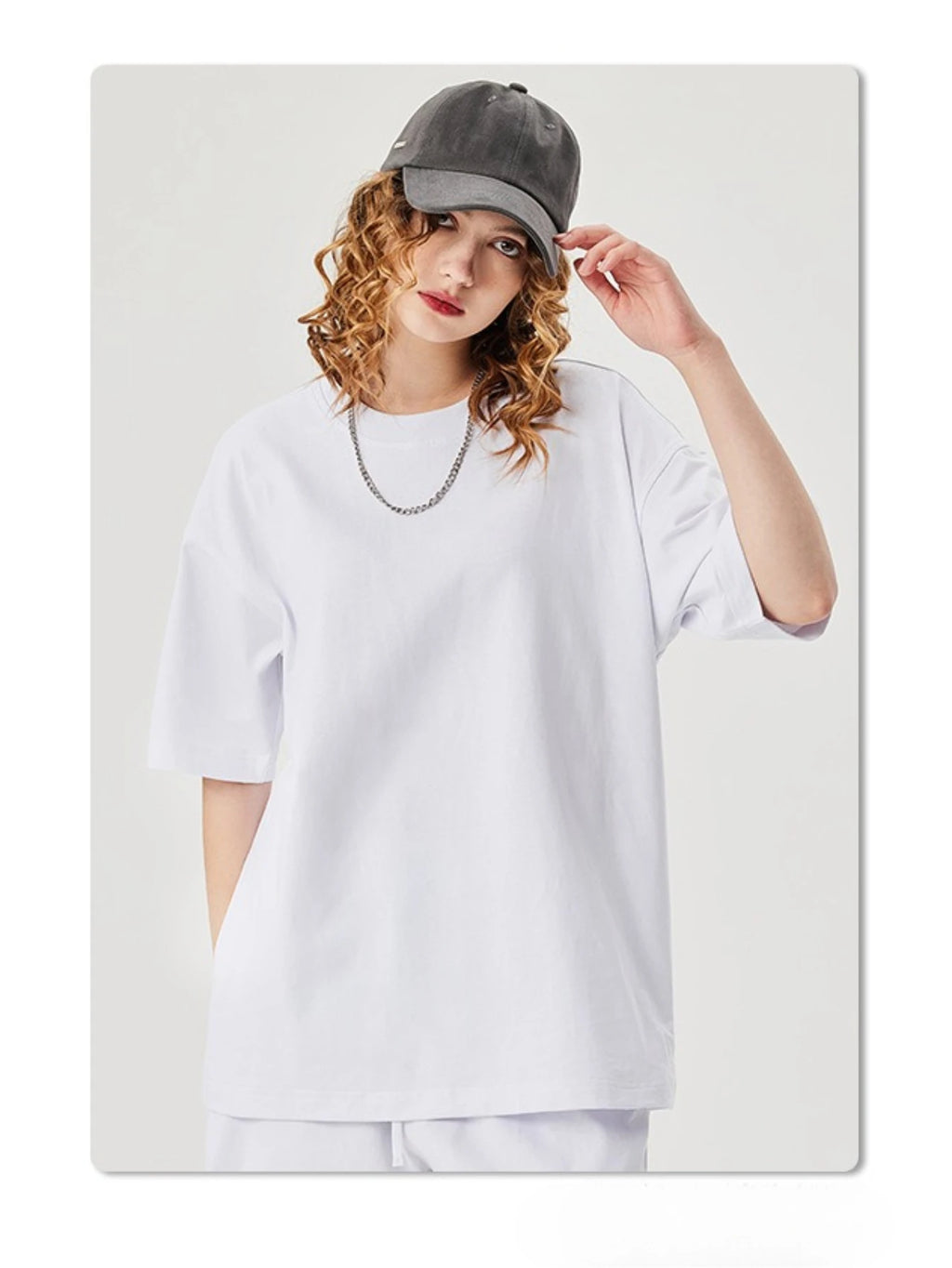Women's Solid Cotton T-Shirt - Short Sleeve Casual Tee - White