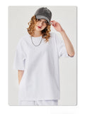 Women's Solid Cotton T-Shirt - Short Sleeve Casual Tee - White