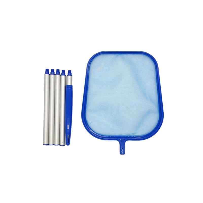 Pool Skimmer Net - 5-Section Aluminum Pole for Leaf Pickup - Blue