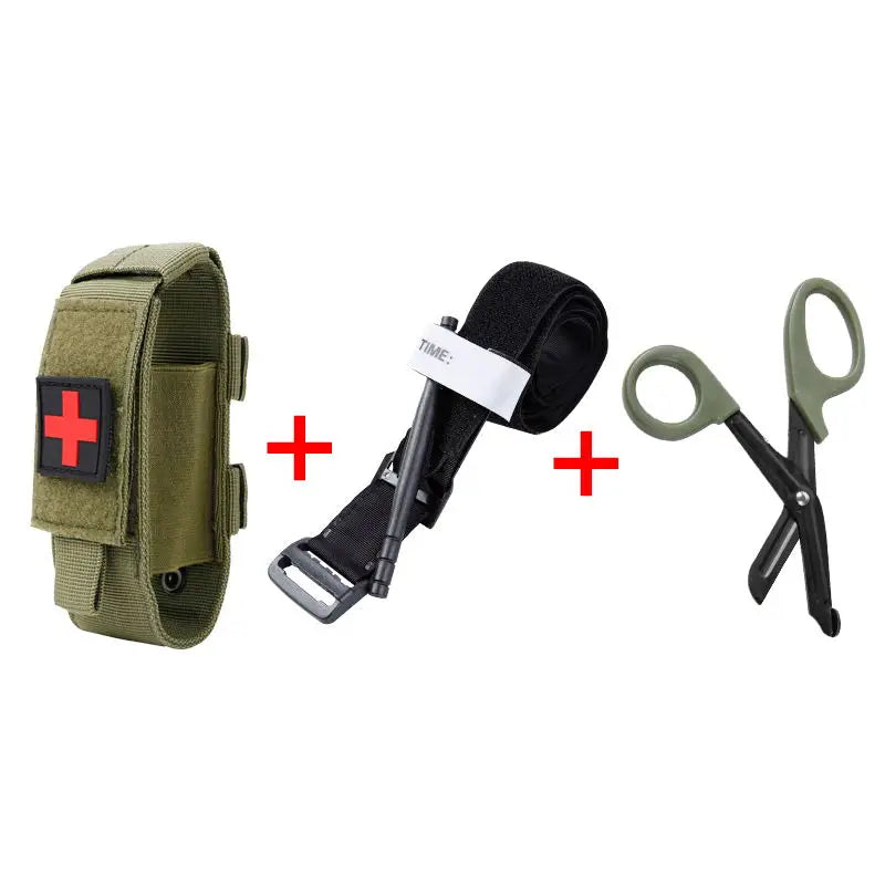 MOLLE First Aid Pouch - Outdoor Organizer for Kit Storage - Green Suit