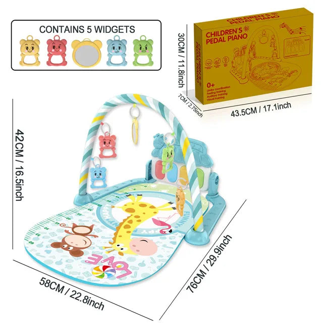 Baby Piano Play Gym - Music Activity Mat With Toy Bar - Set 12