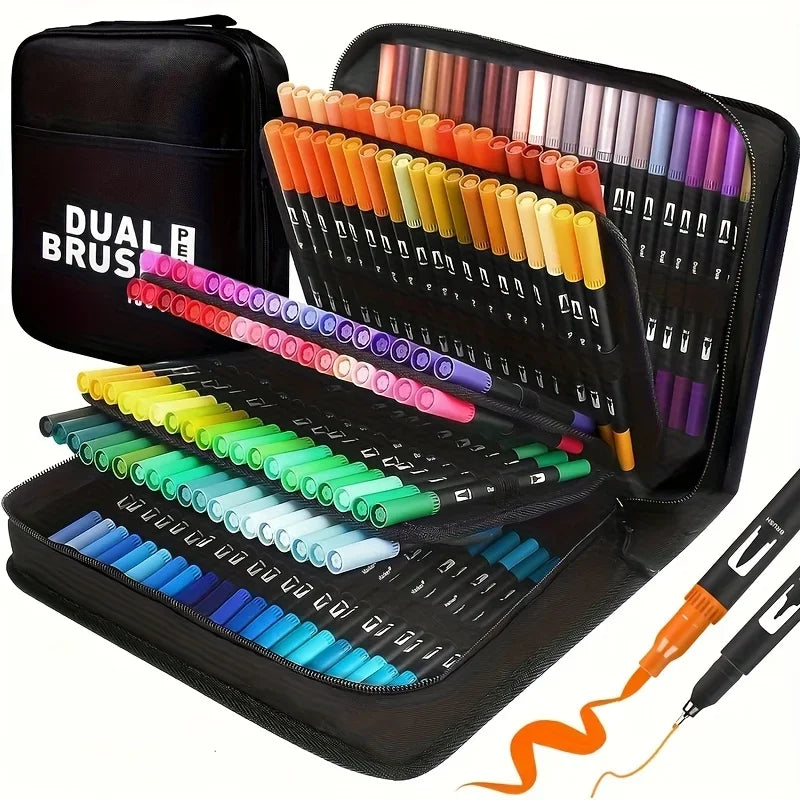 Double-Ended Watercolor Markers - 24-Color Art Set