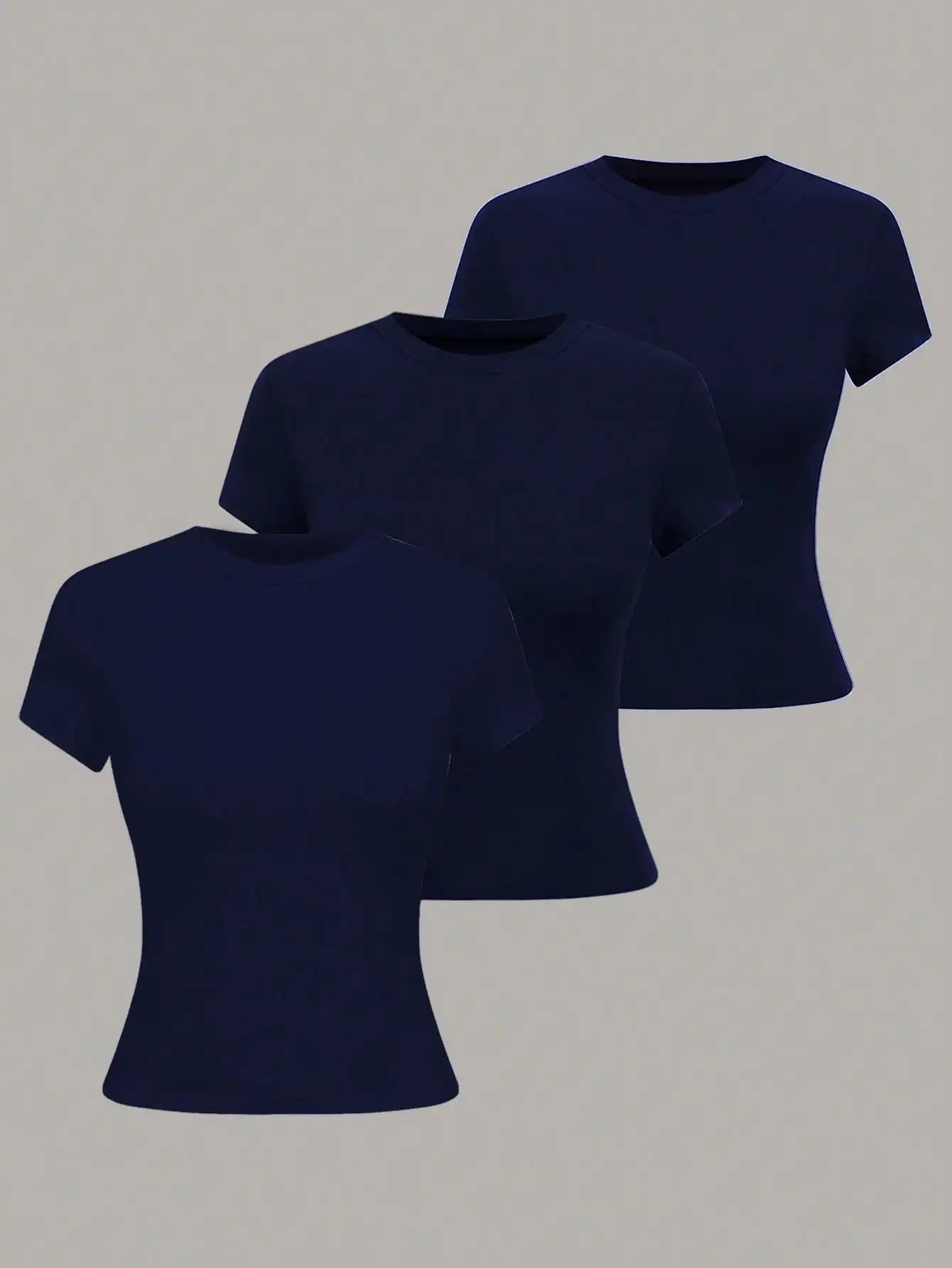Women's Basic T-Shirt - Solid Short Sleeve Minimalist Top - Navy Blue