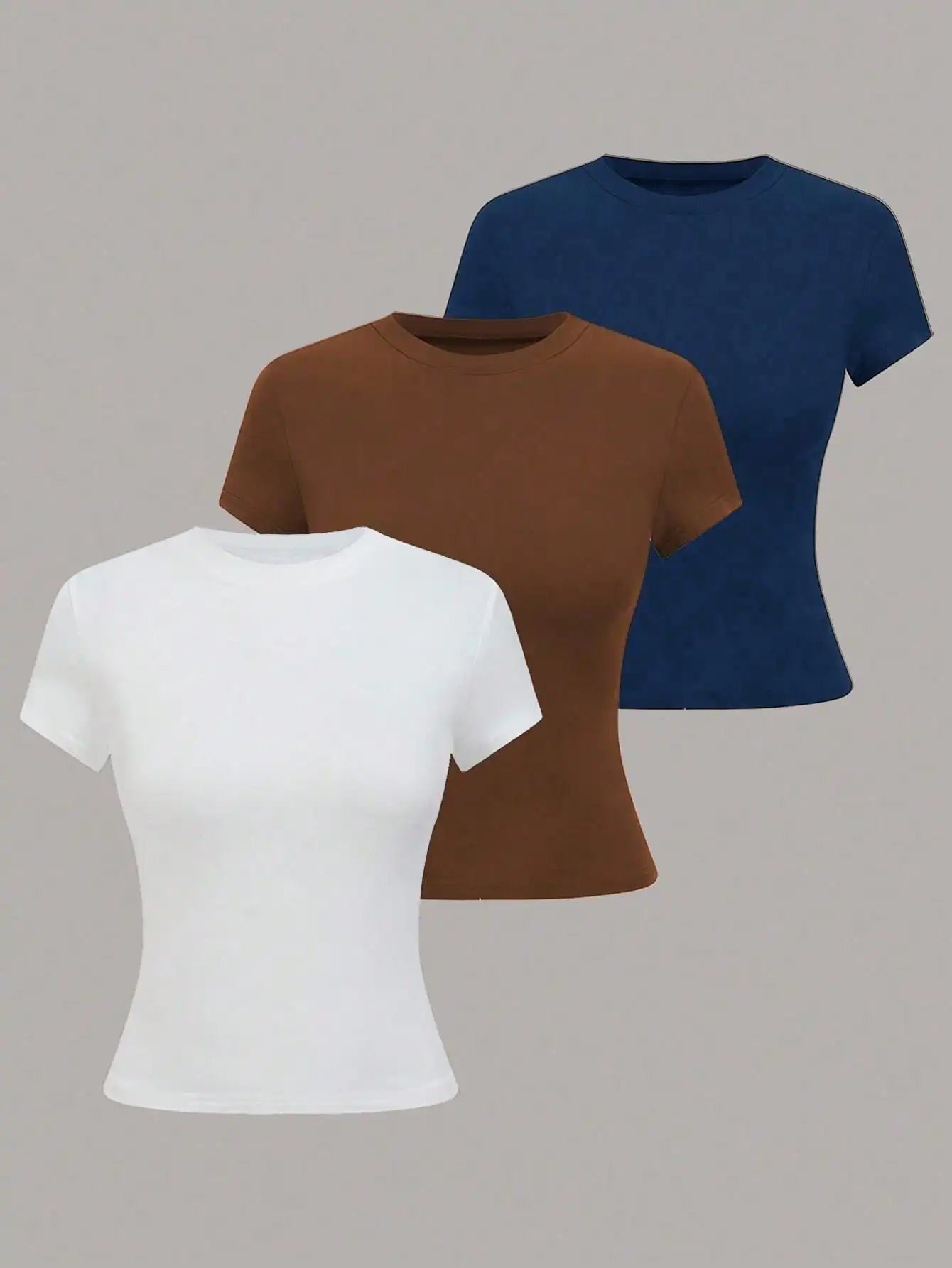 Women's Basic T-Shirt - Solid Short Sleeve Minimalist Top - Multicolor-4