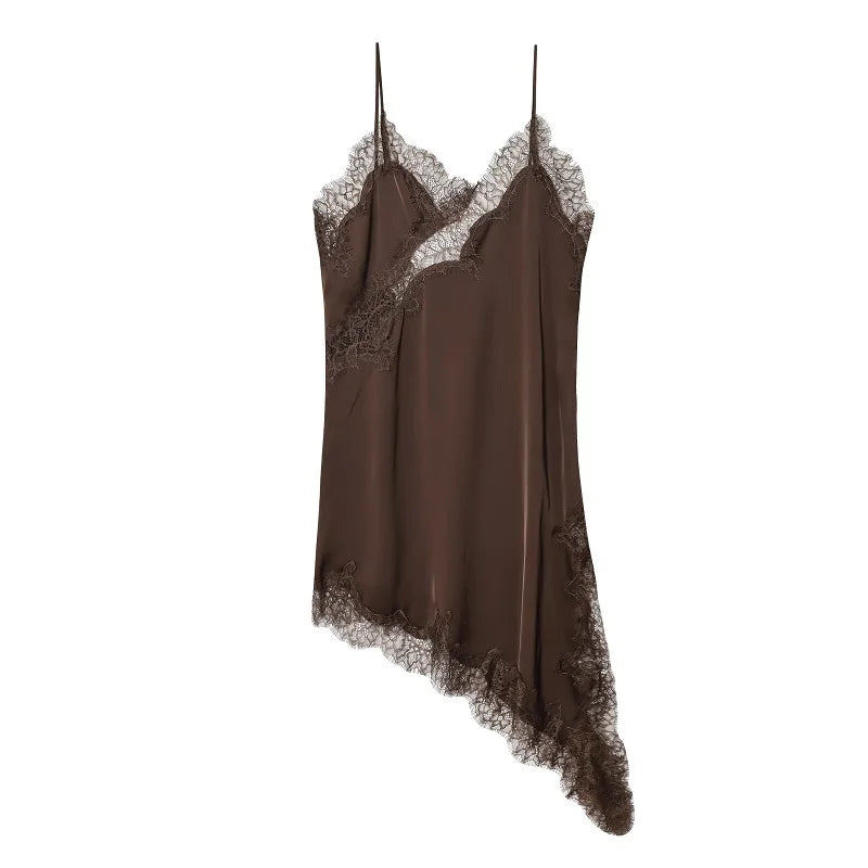 Lace Slip Dress - Backless Mini Dress With V-Neck - Lace Dress