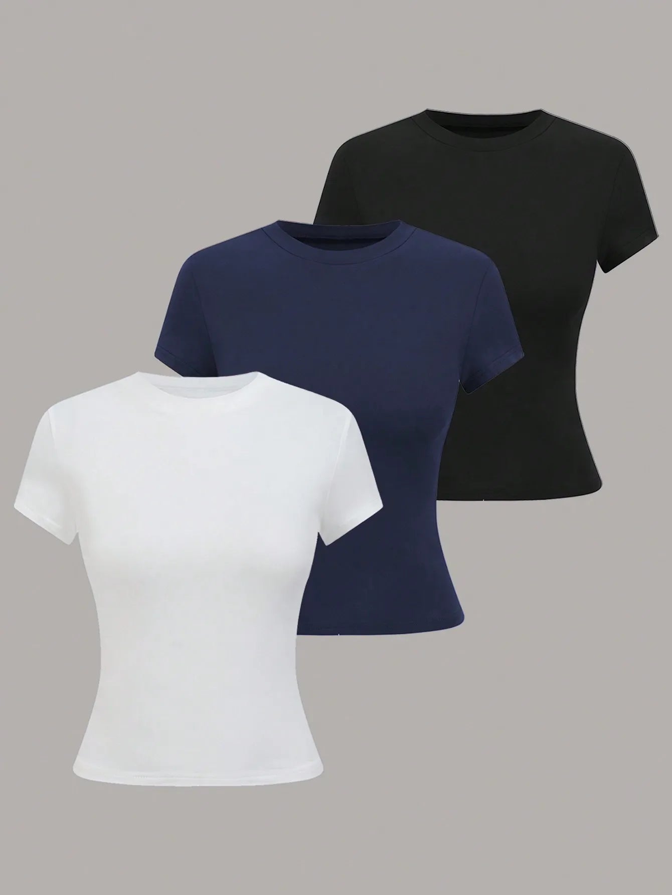 Women's Basic T-Shirt - Solid Short Sleeve Minimalist Top - Multicolor-6