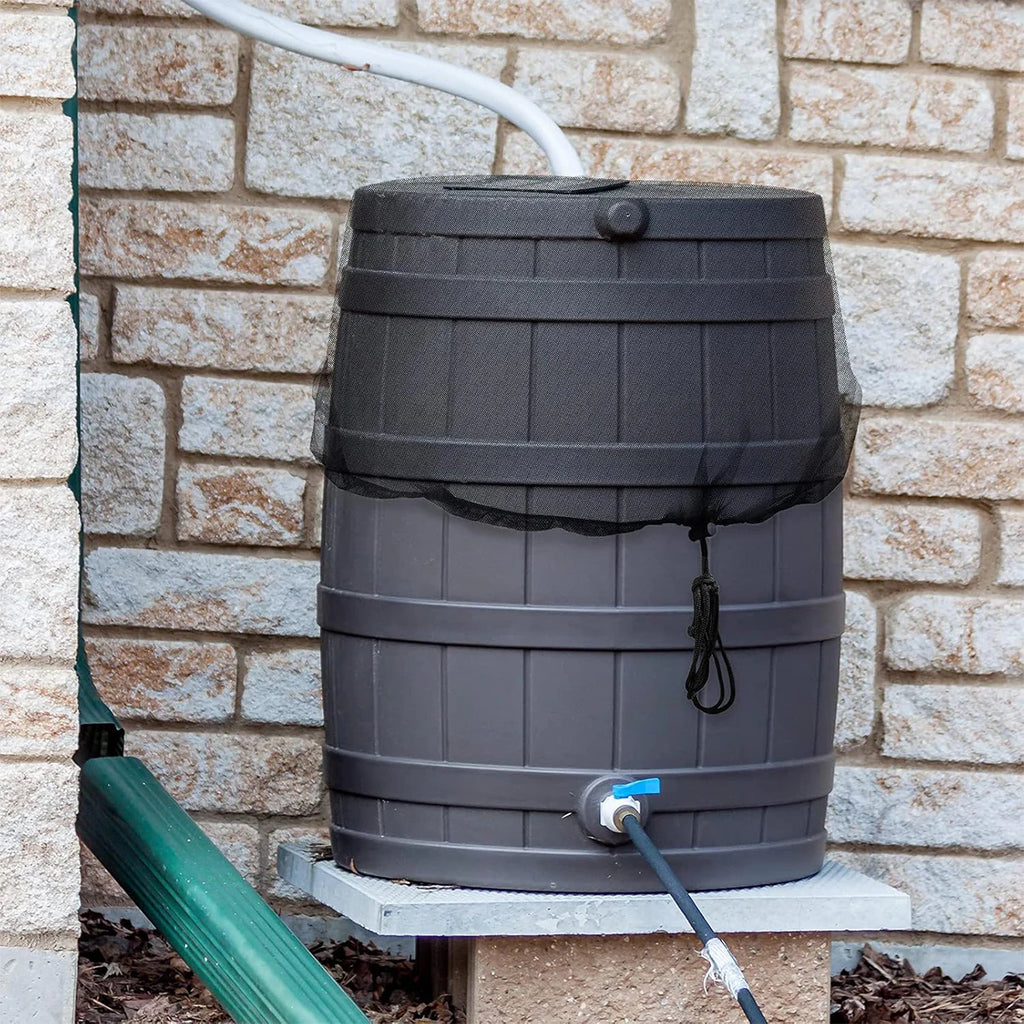 Rain Barrel Screen Cover – Drawstring Netting for Water Collection