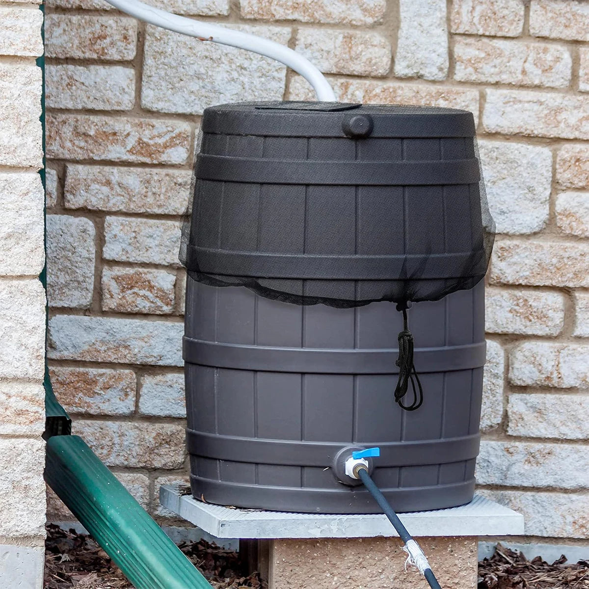 Rain Barrel Screen Cover – Drawstring Netting for Water Collection