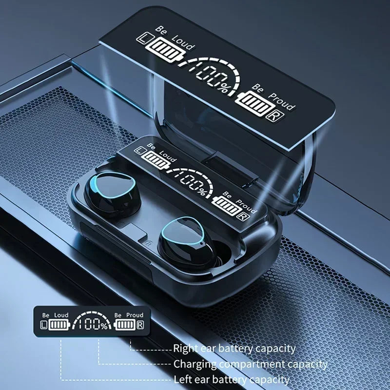 Wireless Bluetooth Earbuds with LED Charging Case – M10