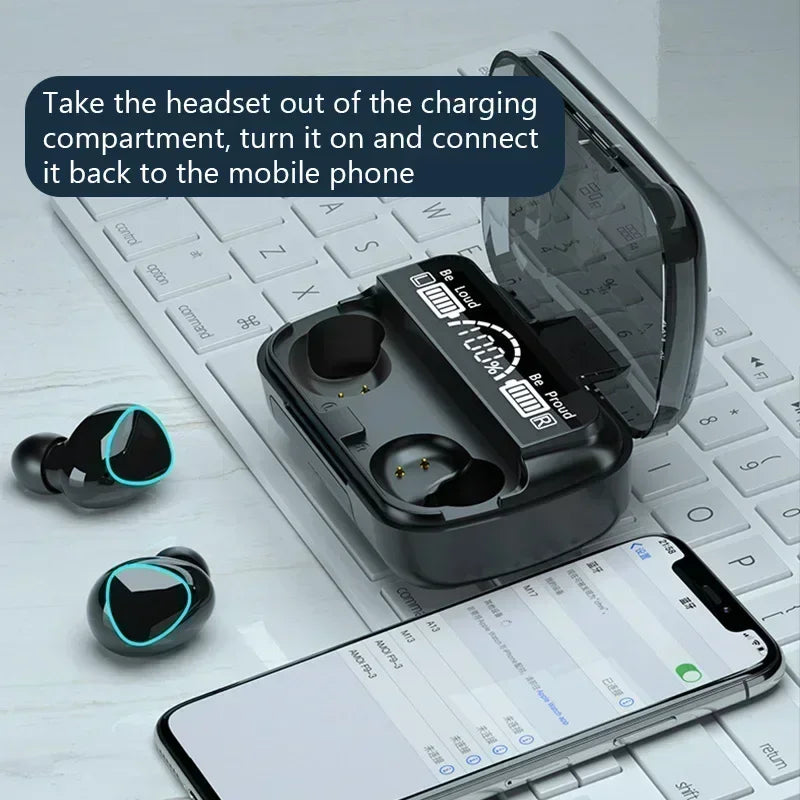 Wireless Bluetooth Earbuds with LED Charging Case – M10