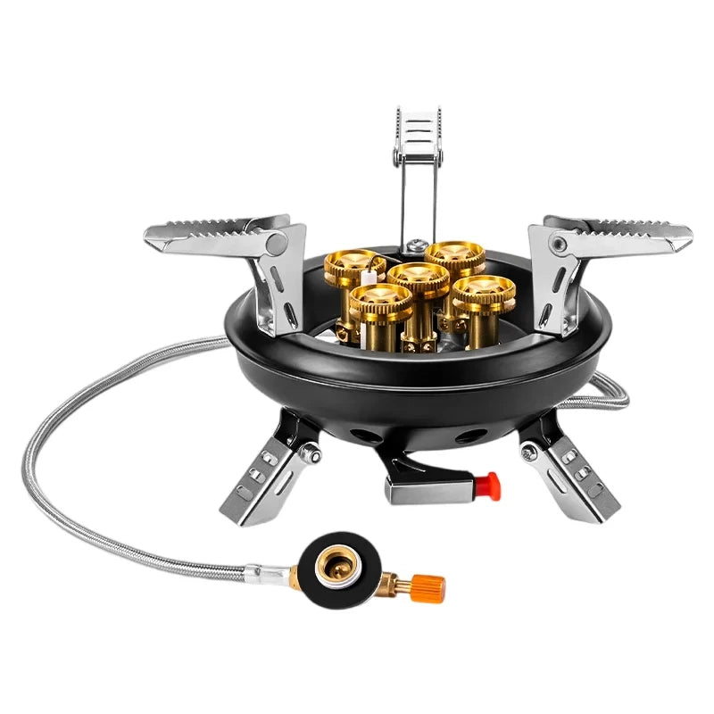 Camping Gas Stove - Piezo Ignition Burner for Outdoor Cooking - Black