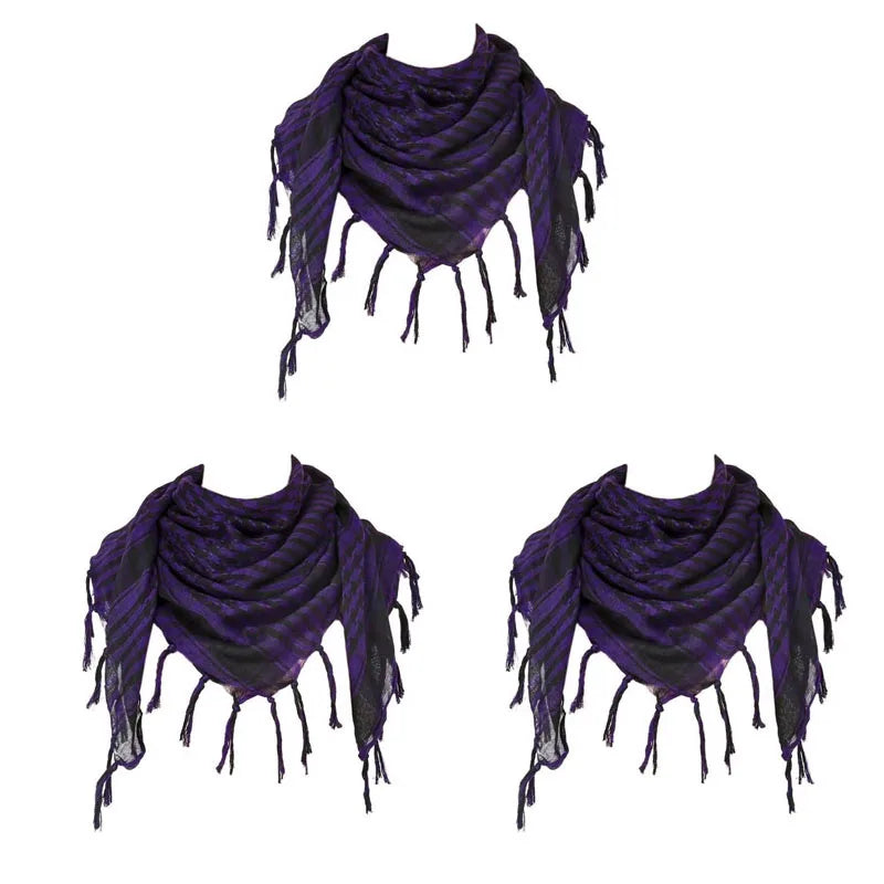 Keffiyeh Scarf Wrap - Lightweight Shemagh Head and Neck Scarf - 3 Pieces-Purple