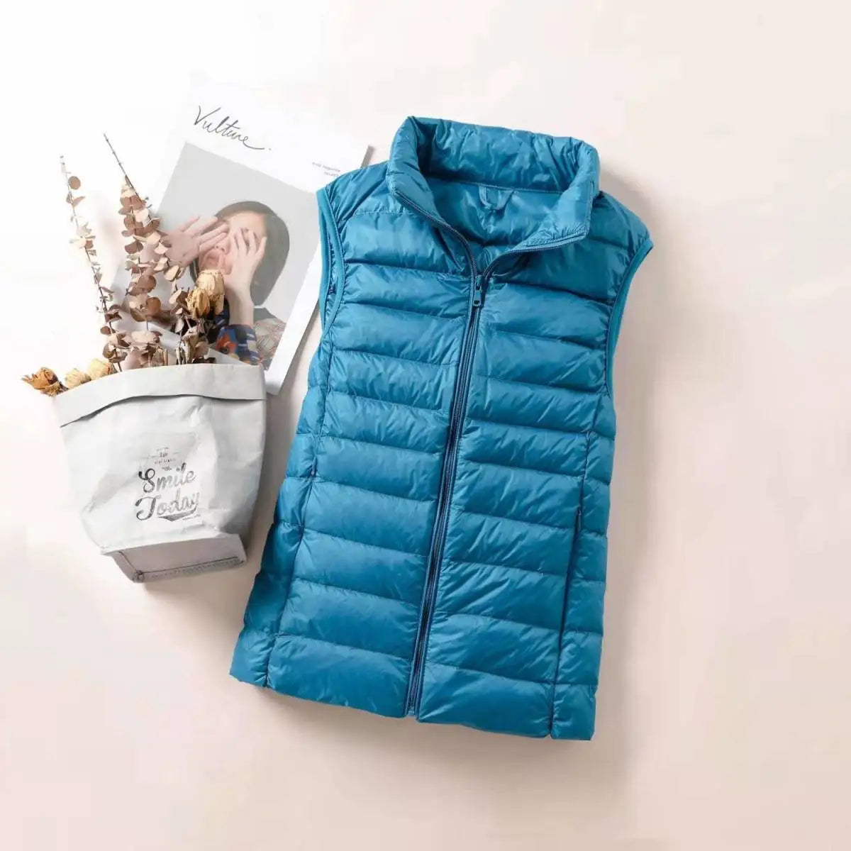 Women's Lightweight Sleeveless Vest - Zip Front Layering Jacket