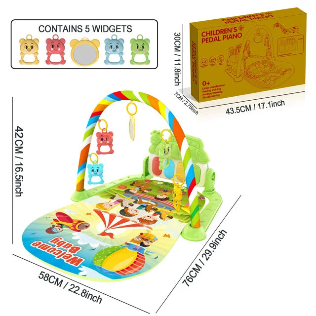 Baby Piano Play Gym - Music Activity Mat With Toy Bar - Set 7