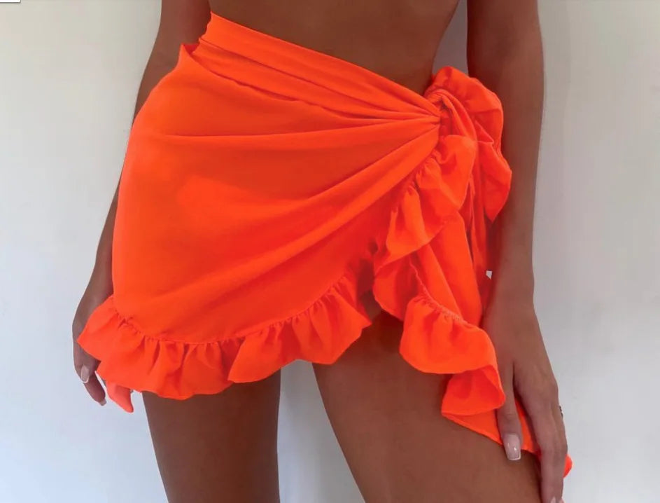Women's Ruffle Bikini Cover-Up - Short Beach Sarong Skirt - Yz0888O