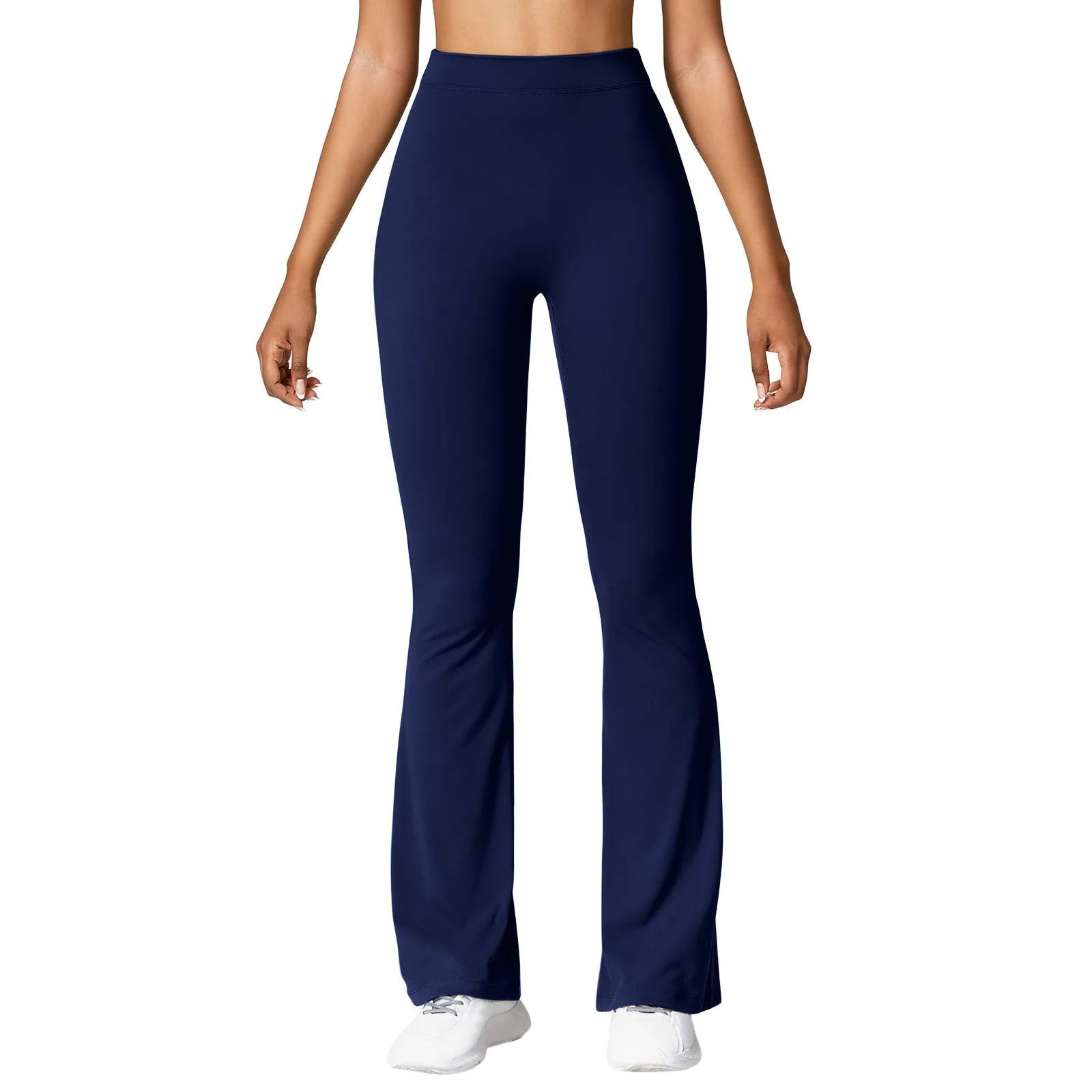 V-Back Waist Leggings - Solid Slim Casual Sports Pants - Dark Navy Blue