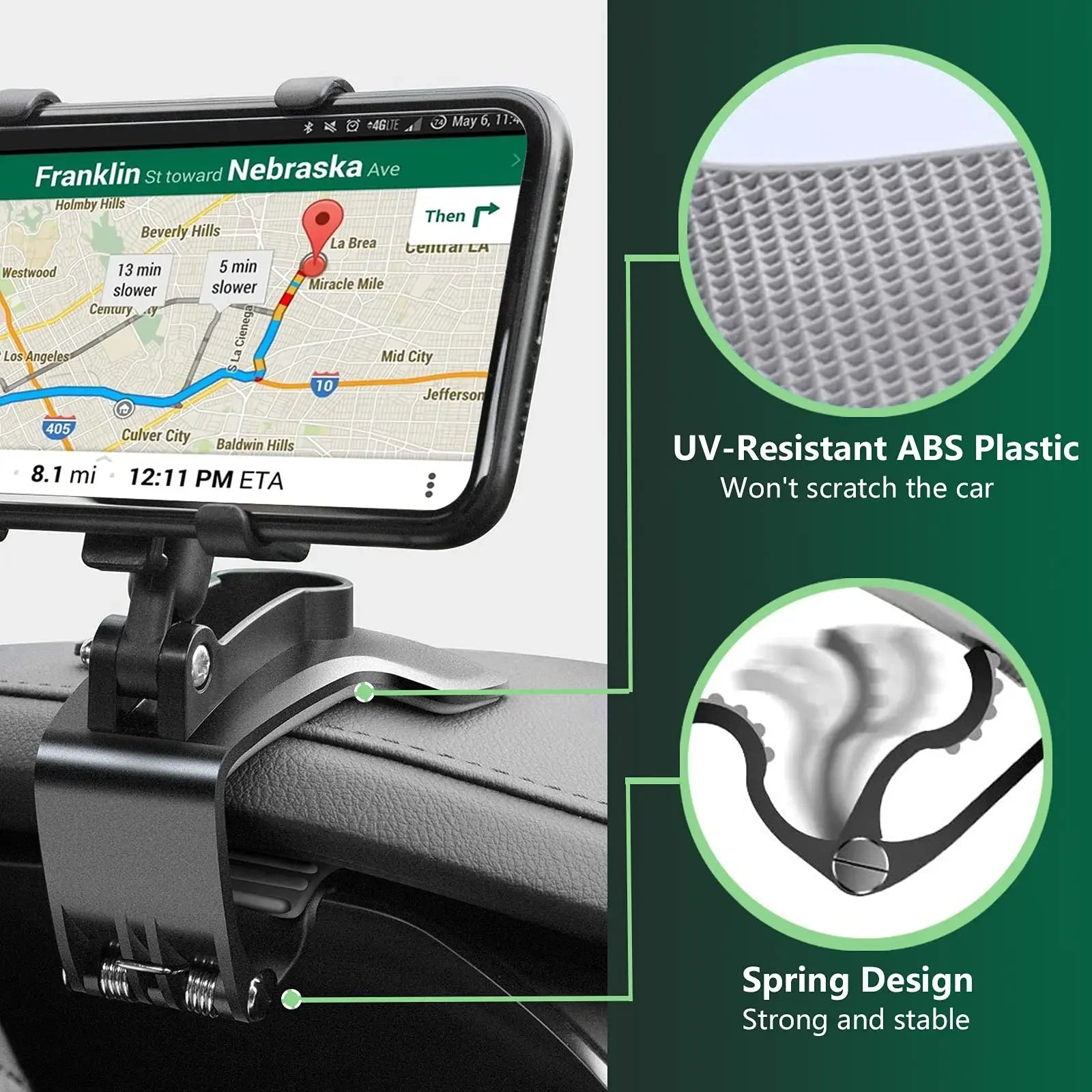 Dashboard Clip Car Phone Holder – Secure Grip Phone Stand for Cars